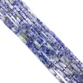 Polished rectangular blue and white marble stone beads 4x13mm for DIY jewelry making - 4x13mm / Blue Spot Stone