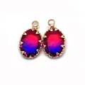 Macro shot of oval gradient crystal pendants with gold alloy frame for DIY jewelry - Size 5 / 11x19mm 1.2g/piece (50 Pieces/pack)