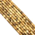 Perles cylindriques en jaspe paysage avec motifs naturels pour bijoux DIY - 4x4mm / N°19 Jaspe Paysage