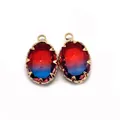 Oval faceted natural stone pendant with red blue gradient and gold claw setting - Size 7 / 11x19mm 1.2g/piece (50 Pieces/pack)