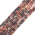 Polished cylindrical natural stone tube beads with earthy jasper texture for DIY jewelry - 2x4mm / Red Leopard Skin