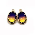 Faceted oval natural stone pendant with purple-yellow gradient and golden claw setting - Size 10 / 11x19mm 1.2g/piece (50 Pieces/pack)