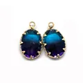 Pendenti ovali in pietra naturale sfumata blu-viola con montatura dorata per gioielli - Misura 11 / 11x19 Mm 12 G/pezzo (50 Pezzi/confezione)