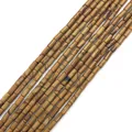 Cylindrical picture jasper tube beads with natural yellow wood grain texture - 2x4mm / Yellow Wood Grain Stone