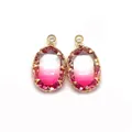 Ciondolo ovale sfaccettato in pietra rosa sfumata con cornice in metallo dorato - Taglia 12 / 11x19 Mm 12 G/pezzo (50 Pezzi/confezione)