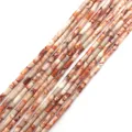 Orange and brown marble textured 2x4mm natural stone cylinder tube beads for jewelry - 2x4mm / Red Network Stone