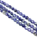 Cuentas redondas planas de sodalita natural para creación de joyas y pulseras - 8x8x5mm (Aprox. 25 Piezas) / Piedra de Puntos Azules (Sodalita)