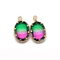 Pendenti ovali in pietra naturale sfaccettata con sfumatura viola-verde e castone dorato - Taglia 16 / 11x19 Mm 12 G/pezzo (50 Pezzi/confezione)