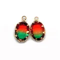 Pendenti ovali in pietra naturale con sfumatura rosso-verde e castone placcato oro - Taglia 17 / 11x19 Mm 12 G/pezzo (50 Pezzi/confezione)