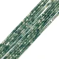 Natural green cylinder stone beads with white textures for DIY jewelry crafts - 2x4mm / Green Aventurine
