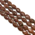 Braune facettierte Goldfluss-Ovale mit goldenem Schimmer für DIY-Schmuckherstellung - 10x14x6mm/15Stk / Goldsandstein