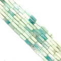 Amazonite rectangle tube beads with mixed blue and cream natural stone textures - 4x13mm / Amazonite