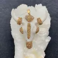 Acrylic bull skull pendant with gold rhinestones and crystal accents for necklaces - Cream White with Champagne Rhinestone (No.2)