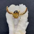 Pendente a testa di toro con occhio di tigre intarsiato e corna dorate - Stile Occhio di Tigre(3)