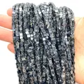 Square black imperial stone beads with natural white veins for DIY jewelry making - 3x3x3mm Square Beads / Black & White Textured (No.11)