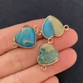 Colgante de corazón turquesa con borde dorado para creación de joyas artesanales - Corazón con textura moteada azul-marrón (Nº 12)