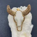 Ciondolo teschio di toro dorato con strass e resina bianca per creazione collane fai-da-te - No. 2 (Bianco con Strass Ambra)