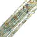 2x4mm Lapis Lazuli cylinder beads in light blue and green tones for DIY jewelry making - 2x4mm / Amazonite