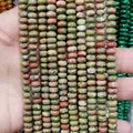 Handheld strands of green and red Unakite abacus beads for DIY jewelry making - Unakite