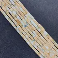 Rectangle natural stone turquoise tube beads in beige and white texture for DIY jewelry - 4x13mm / Beige Marble Style (11)