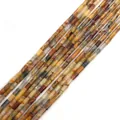 Cylindrical natural stone beads in mixed earthy tones for DIY jewelry making - 2x4mm / Yellow Jasper