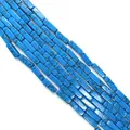 Blue rectangular turquoise beads with black spiderweb patterns for DIY jewelry making - 4x13mm / Sky Blue Black Textured Style (15)