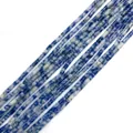 Blue and white natural sodalite cylinder tube beads 2x4mm for DIY jewelry making - 2x4mm / Blue with White Dots (Sodalite)
