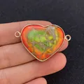 Heart-shaped turquoise stone connector in gold-plated frame for DIY jewelry making - Red Green Yellow Crack Imperial Stone Heart Style (11)