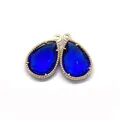 Dettaglio di pendenti a goccia in cristallo blu scuro con bordo dorato e anello - Taglia 3 / 12x18 Mm 12 G/pezzo (50 Pezzi/confezione)