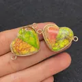 Conectores de corazón en piedra natural imperial dorada para joyería artesanal - Estilo Jaspe Imperial Colorido (N.º 17)