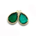 Pendaglio in pietra naturale verde sfaccettata con cornice dorata per creazione di gioielli - Misura 6 / 12x18 Mm 12 G/pezzo (50 Pezzi/confezione)