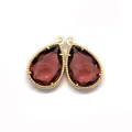 Pendenti a goccia in cristallo rosso sfaccettato con bordo dorato per collane fai-da-te - Misura 9 / 12x18 Mm 12 G/pezzo (50 Pezzi/confezione)