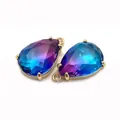 Pendente a goccia in cristallo sfaccettato con sfumatura blu-viola e bordo oro - Taglia 3 / 13x21 Mm 3 G/pezzo (20 Pezzi/confezione)