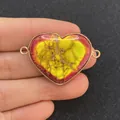 Heart-shaped emperor stone connector with yellow and purple texture in gold frame - Yellow Purple-Red Contrast Heart Style (17)