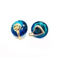 Faceted navy blue crystal pendants with gold rose and heart accents for jewelry making - Size 4 / 14mm Thick 10mm Long (50 Pieces/pack)