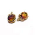 Faceted gradient crystal pendant with purple-orange sunset hues and gold metal finish - Size 4 / 9x13x19mm 3g/piece (20 Pieces/pack)