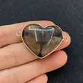 Natural brown turquoise heart connector in gold frame for DIY jewelry making - Dark Brown Ocher Mineral Heart Style (19)