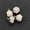 Set of four geometric faceted white turquoise stone pendants with silver metal loops - Howlite
