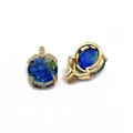 Blue and green gradient round faceted crystal pendant with gold base and zircon accents - Size 6 / 9x13x19mm 3g/piece (20 Pieces/pack)