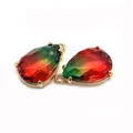 Coppia di ciondoli a goccia in cristallo sfaccettato con sfumatura rosso-verde e oro - Misura 8 / 13x21 Mm 3 G/pezzo (20 Pezzi/confezione)