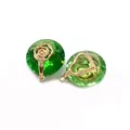 Detail of faceted emerald green crystal charms with golden rose-shaped metal loops - Size 7 / 14mm Thick 10mm Long (50 Pieces/pack)