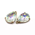 Pendente in cristallo sfaccettato a forma di pera con finitura AB e castone ad artiglio - Misura 10 / 13x21 Mm 3 G/pezzo (20 Pezzi/confezione)