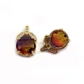 Detail of faceted gradient crystal pendant with golden crown and zircon embellishment - Size 9 / 9x13x19mm 3g/piece (20 Pieces/pack)