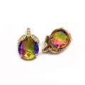 Faceted gradient crystal stud earrings with gold plating and cubic zirconia accents - Size 11 / 9x13x19mm 3g/piece (20 Pieces/pack)