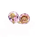 Pink faceted crystal pendant with rose and heart gold-plated clasp for DIY jewelry - Size 11 / 14mm Thick 10mm Long (50 Pieces/pack)