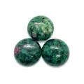 Three natural ruby in zoisite cabochons with unique green and red mineral patterns - 4mm / Ruby Zoisite