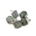 Faceted labradorite hex point pendants with iridescent blue glow and silver metal cap - Flash Stone (Labradorite)