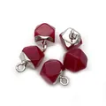 Faceted red gemstone pendants set of five with silver bail for DIY necklace making - Rose Red Chalcedony