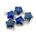 Detail of five star-shaped lapis lazuli pendants with silver-plated metal edges and rings - 13x16mm / Lapis Lazuli
