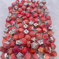 Rode en oranje gefacetteerde natuursteen hangers met zilveren oogje voor DIY sieraden - 9x13mm / Rood Oranje Marmerpatroon (Nummer 2)